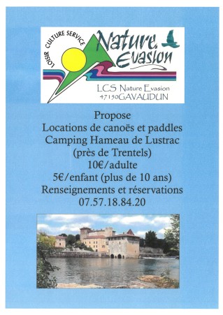 LOCATION DE CANOËS ET PADDLES AU CAMPING DU HAMEAU DE LUSTRAC