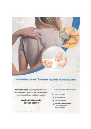 UNE NOUVELLE OSTEOPATHE A TRENTELS